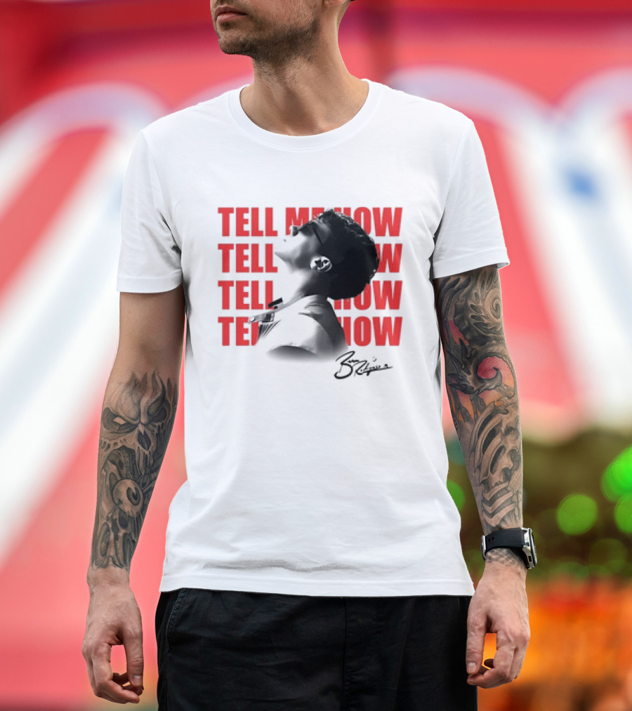 Ben Rodrigues Tell Me How Afro Silhouette and Red Text T-Shirt