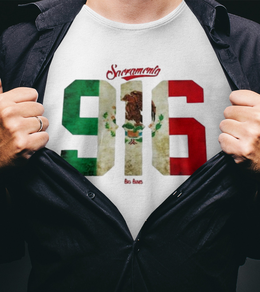 Sacramento 916 Big Boys Mexican Flag Design T-Shirt