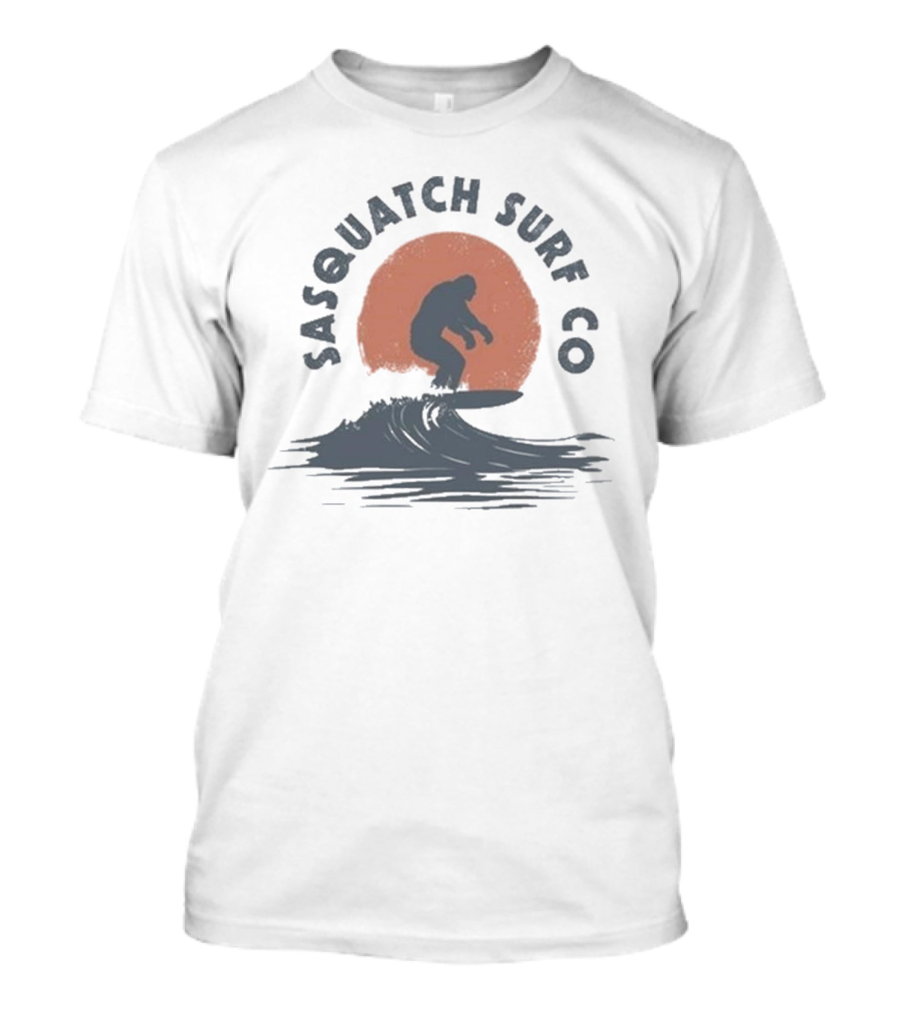Sasquatch Surf Co Blurry Creatures Surfing Bigfoot Wave Sunset T-Shirt