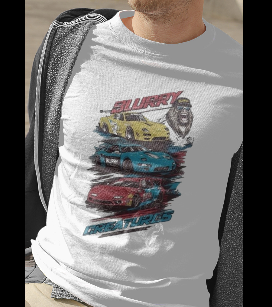 Blurry Creatures Talladega Blur Racing Cars Lion T-Shirt