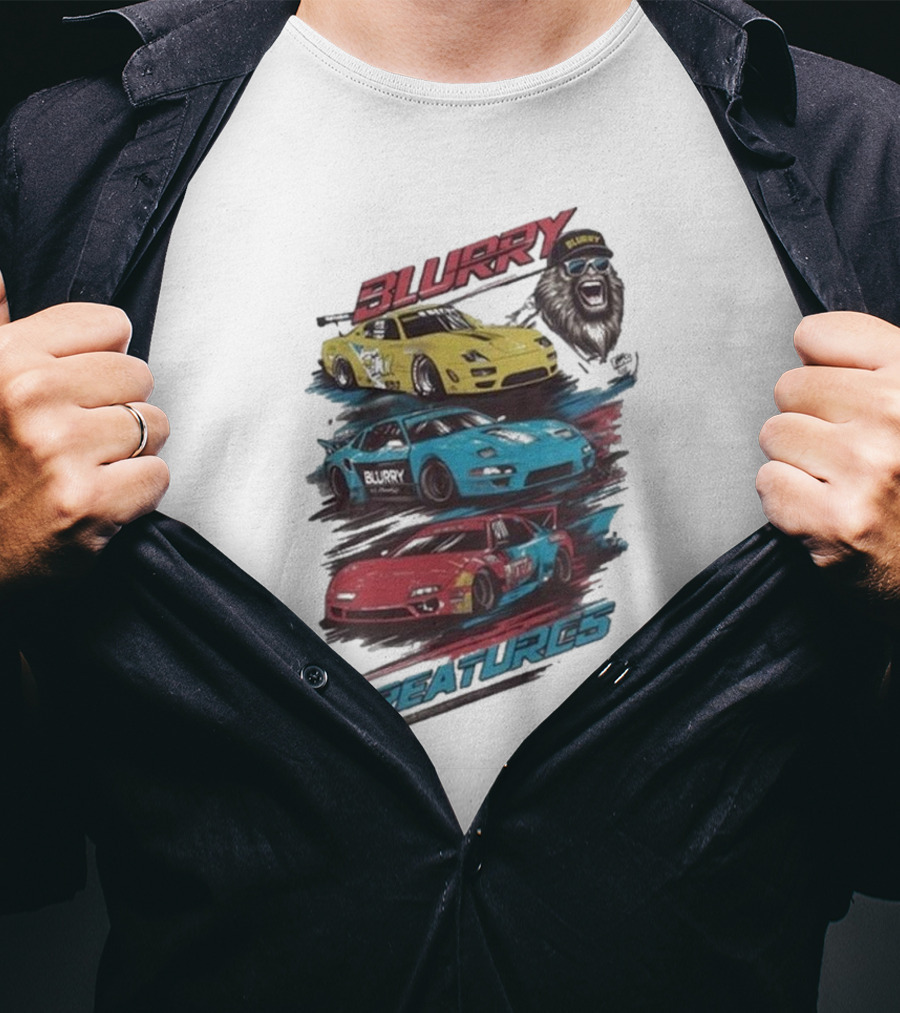 Blurry Creatures Talladega Blur Racing Cars Lion T-Shirt