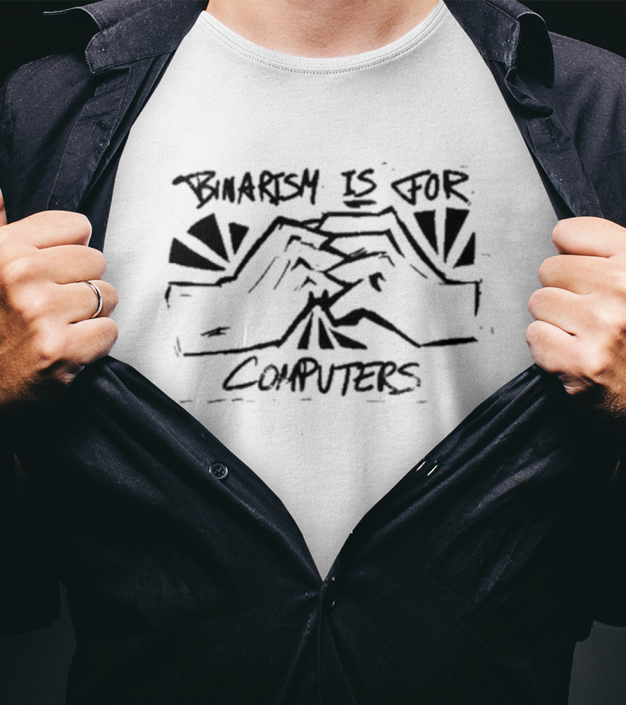Binarism Is For Computers Skeleton Meditating  T-Shirt