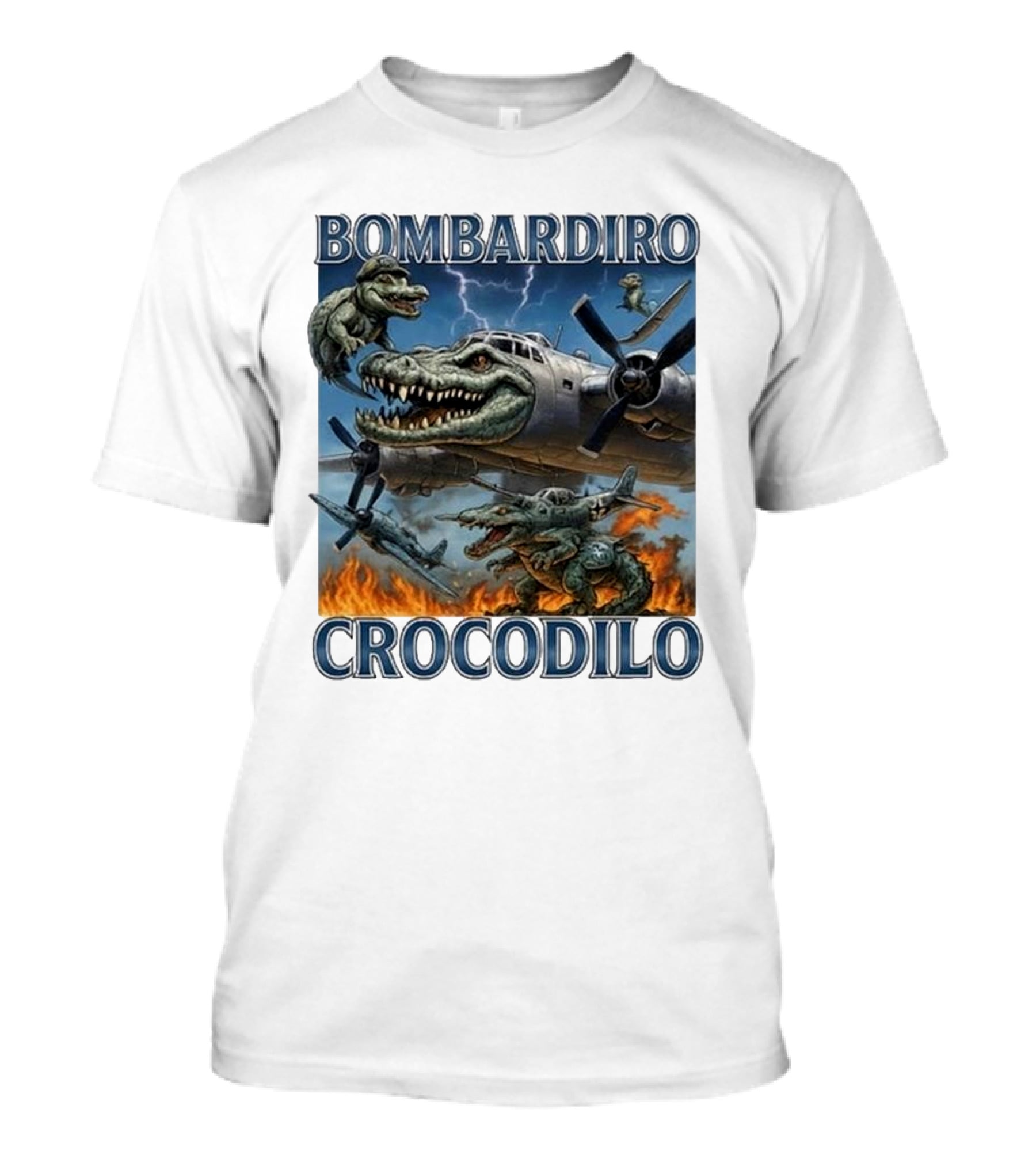Bombardiro Crocodilo Italian Brainrot Meme Airplane Crocodile Battle T-Shirt