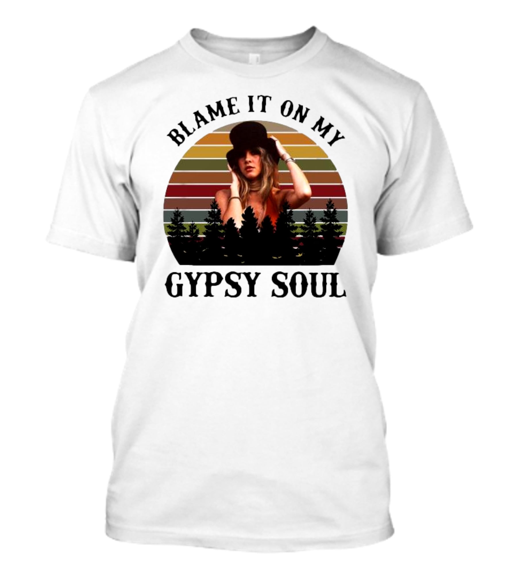Blame It On My Gypsy Soul Vintage Sunset Forest Retro Style T-Shirt