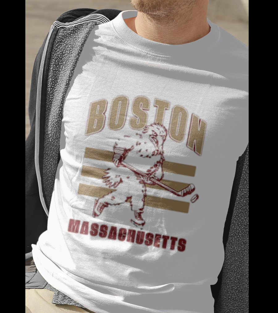 Boston Massachusetts Hockey Mascot Skater T-Shirt