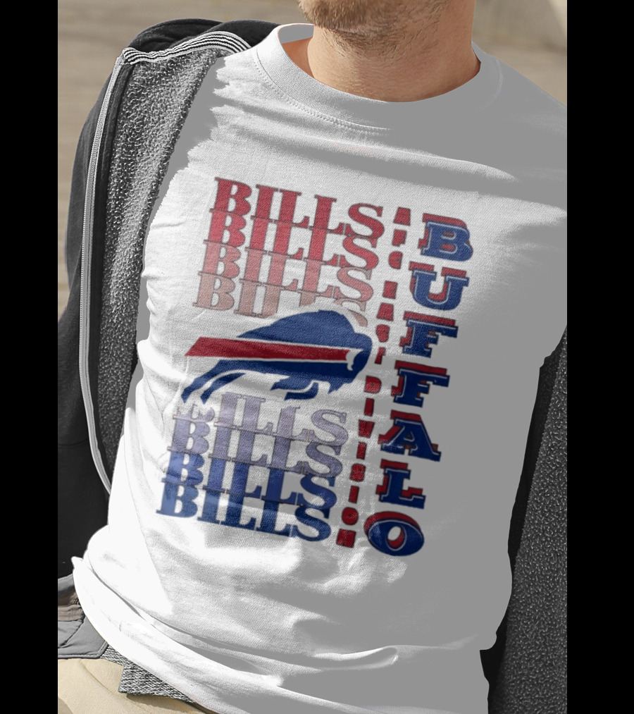 Buffalo Bills AFC East Division Bills Repeated Blue And Red Text T-Shirt