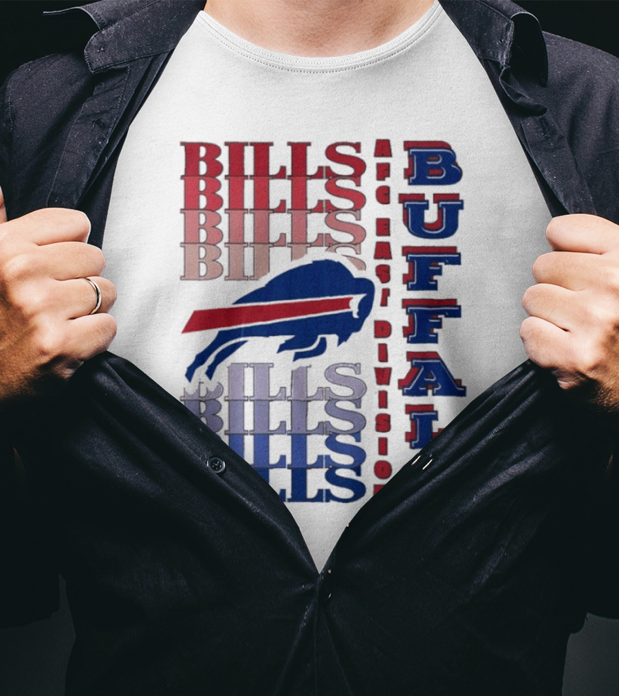 Buffalo Bills AFC East Division Bills Repeated Blue And Red Text T-Shirt