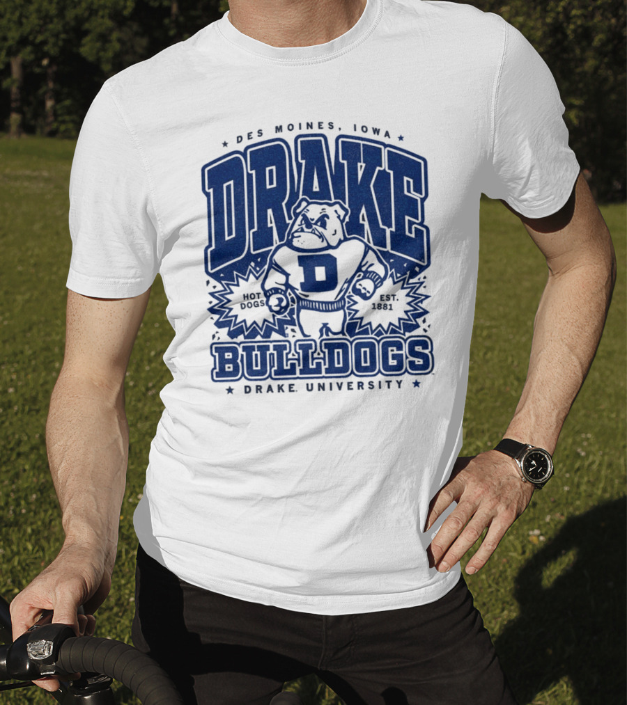 Des Moines Iowa Drake University Bulldogs Mascot Hot Dogs Est 1881 T-Shirt