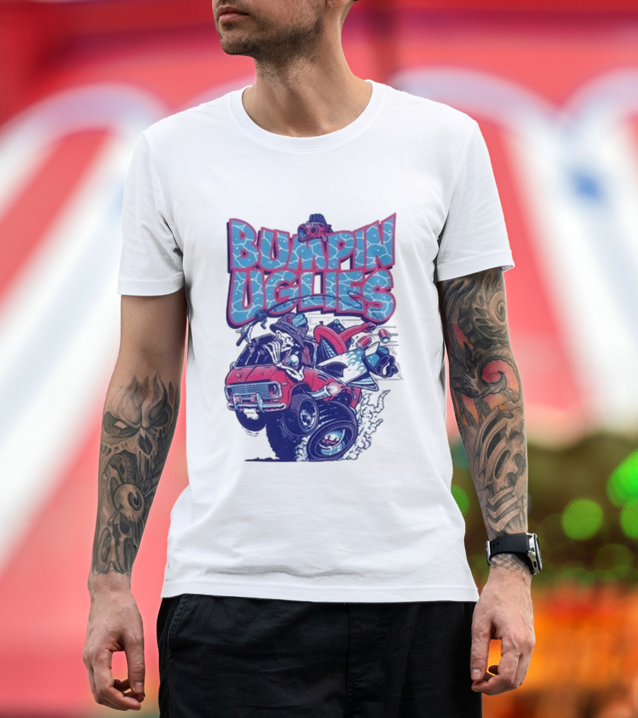 "Bumpin Uglies Red Truck with Fish Cartoon" T-Shirt
