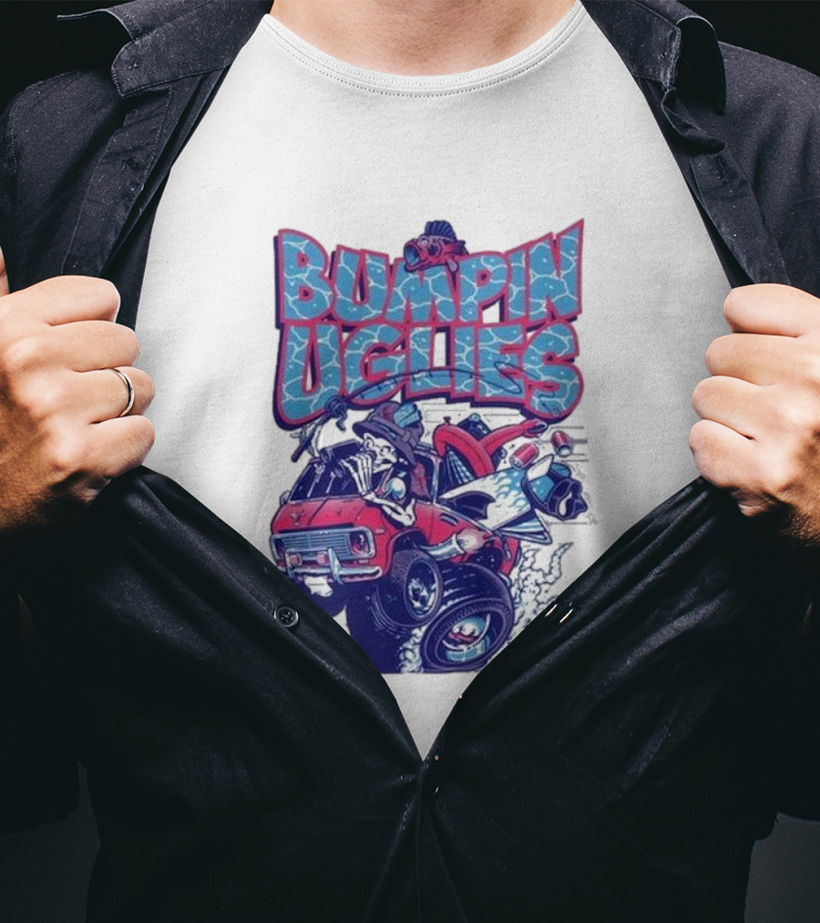 "Bumpin Uglies Red Truck With Fish Cartoon" T-Shirt