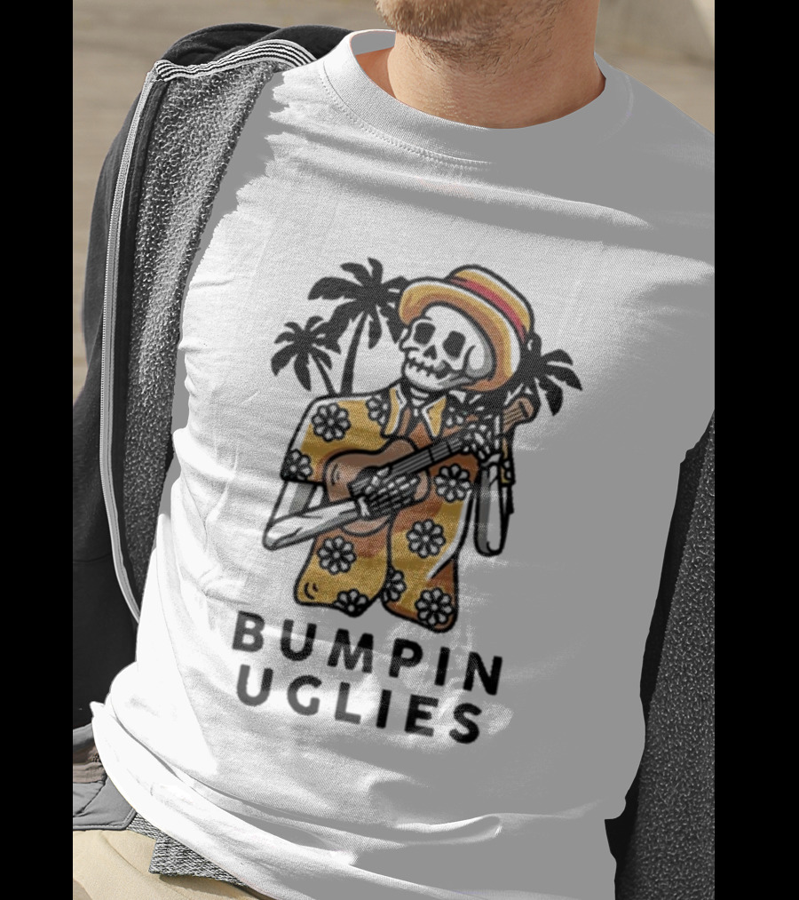 Bumpin Uglies Skeleton Playing Ukulele In Hawaiian T-Shirt