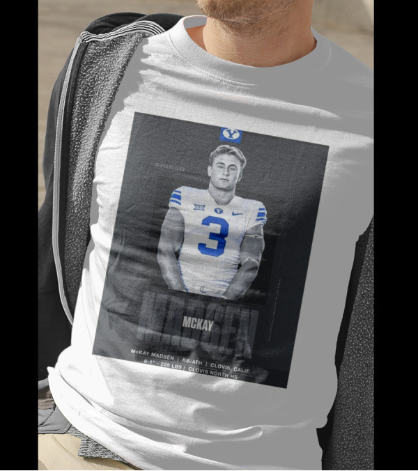 BYU Cougars McKay Madsen Signed Clovis North HS Welcome T-Shirt