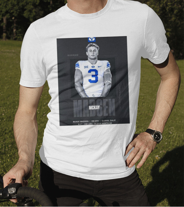 BYU Cougars McKay Madsen Signed Clovis North HS Welcome T-Shirt