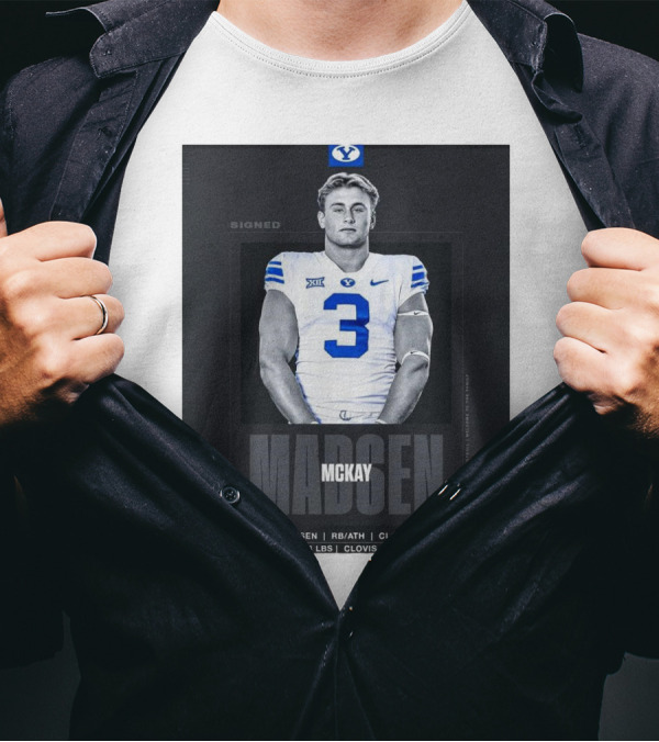 BYU Cougars McKay Madsen Signed Clovis North HS Welcome T-Shirt