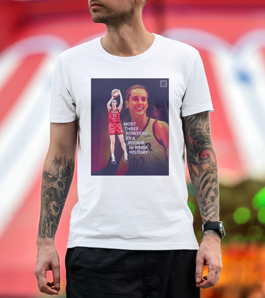 Caitlin Clark Fever 22 Most Three-Pointers by a Rookie in WNBA History T-Shirt