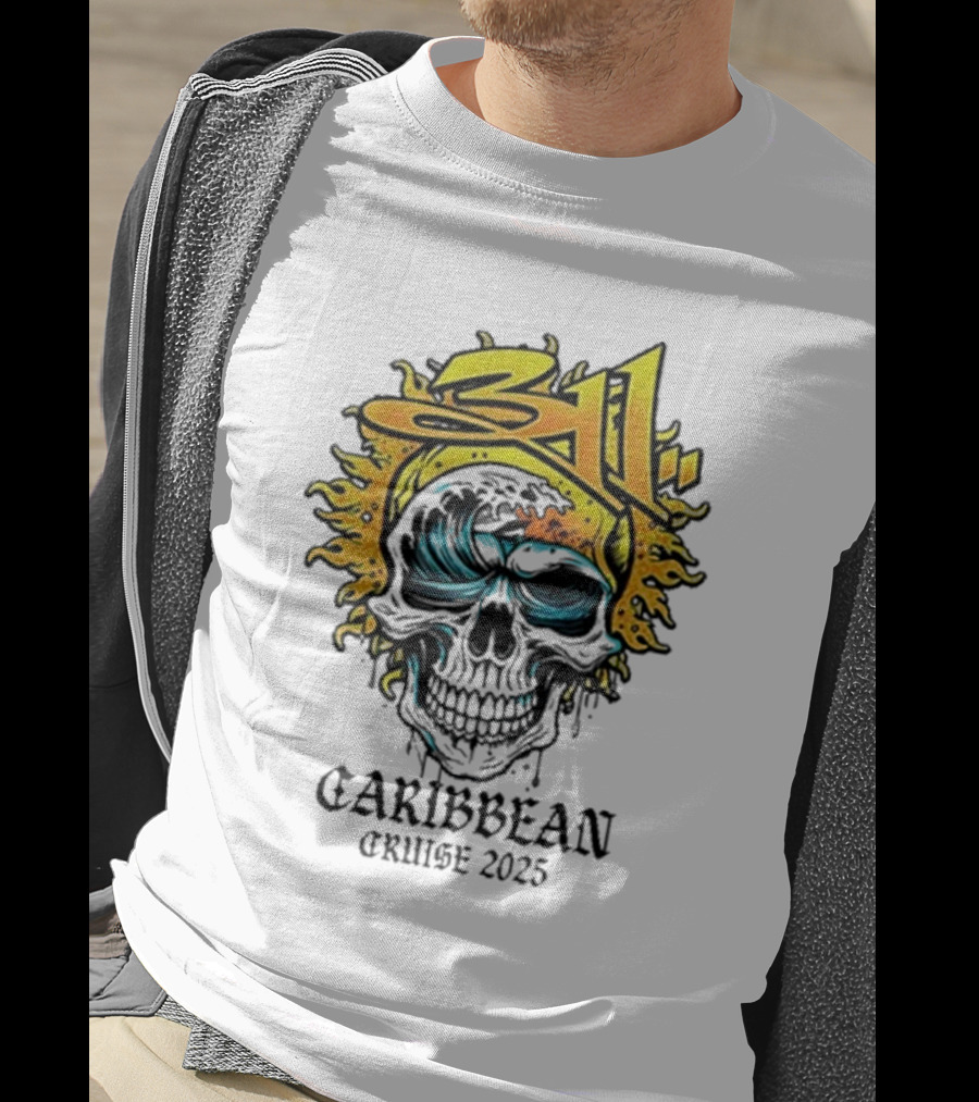 311 Caribbean Cruise 2025 Skull Wave T-Shirt