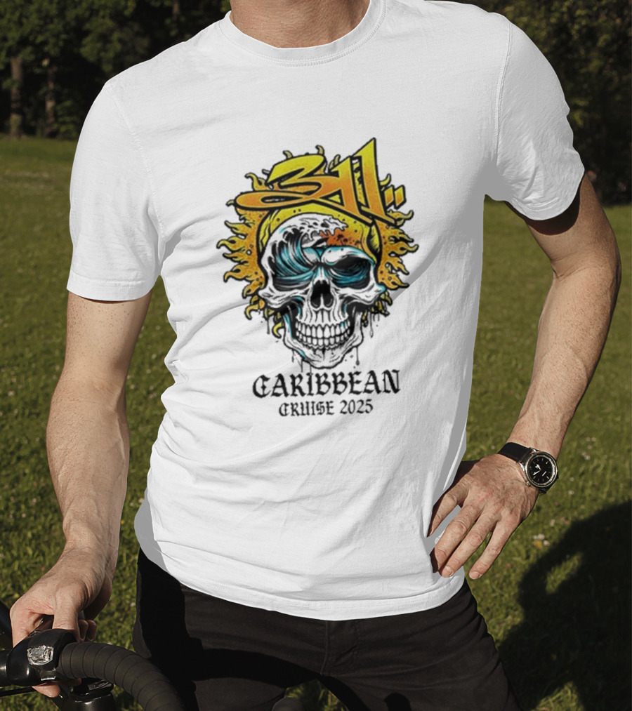 311 Caribbean Cruise 2025 Skull Wave T-Shirt