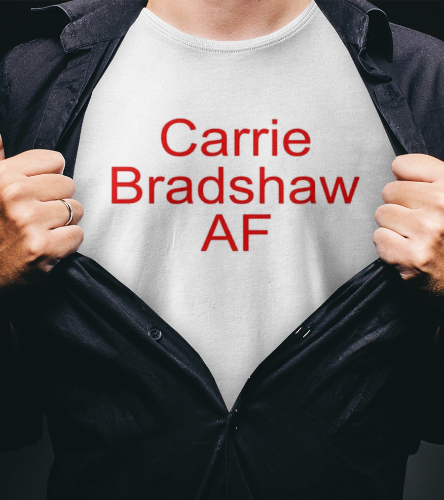 Carrie Bradshaw AF Red Text Bold Statement T-Shirt