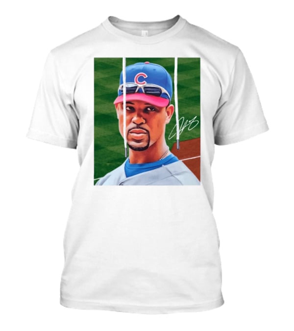 Chicago Cubs Derrek Lee Signature Portrait With Cap And Sunglasses T-Shirt