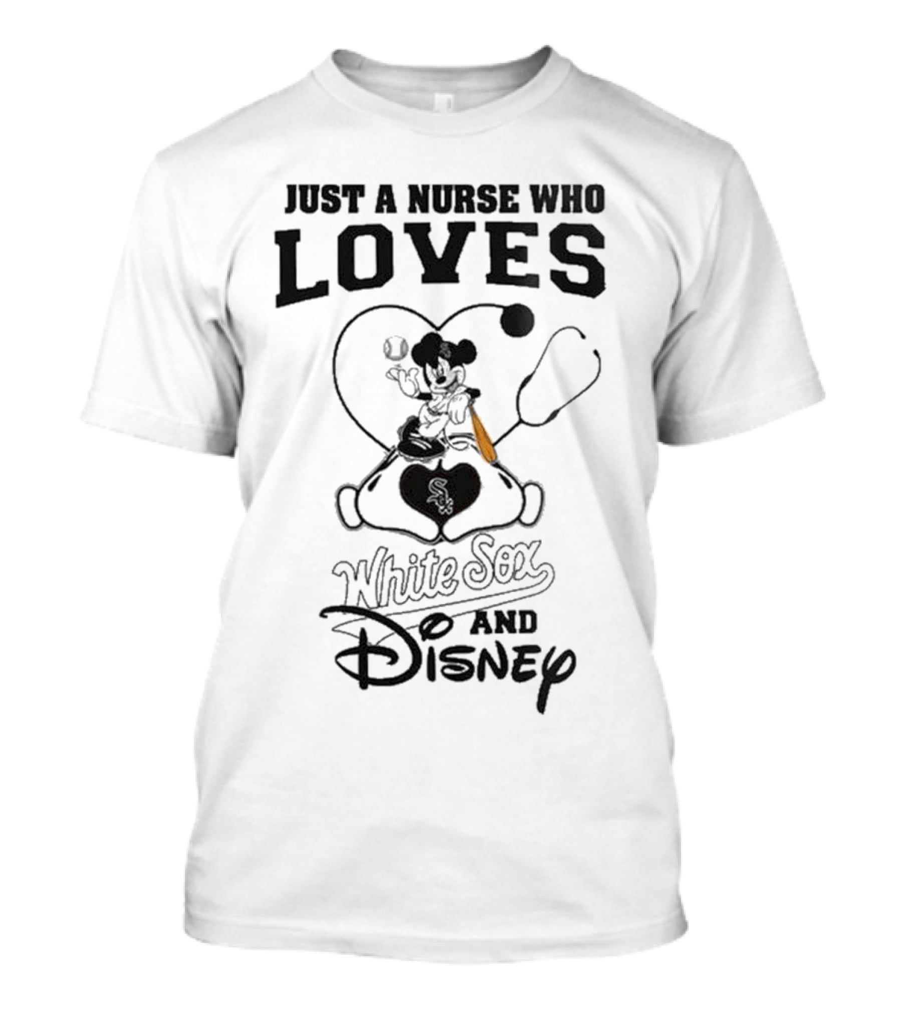 Just A Nurse Who Loves Chicago White Sox And Disney Mickey Mouse 2025 Baseball T-Shirt