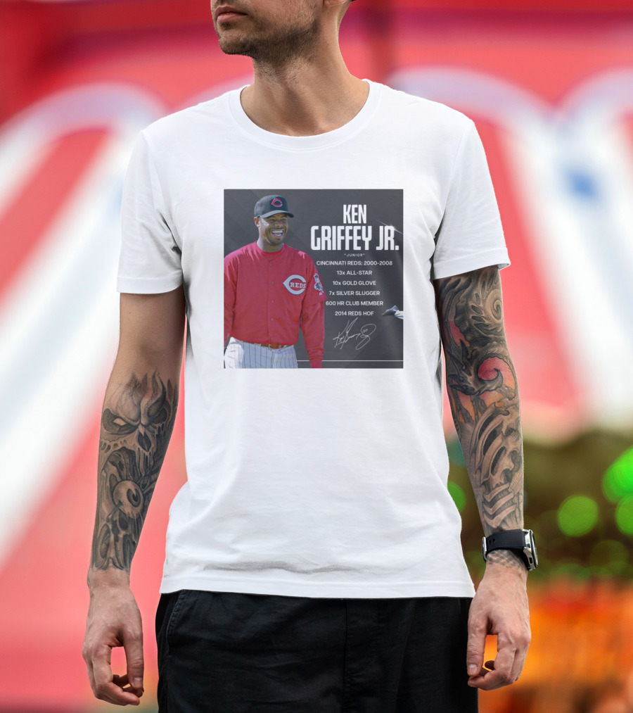 Ken Griffey Jr. Cincinnati Reds 2000-2008 13x All-Star 10x Gold Glove 7x Silver Slugger 600 HR Club Member 2014 Reds HOF T-Shirt