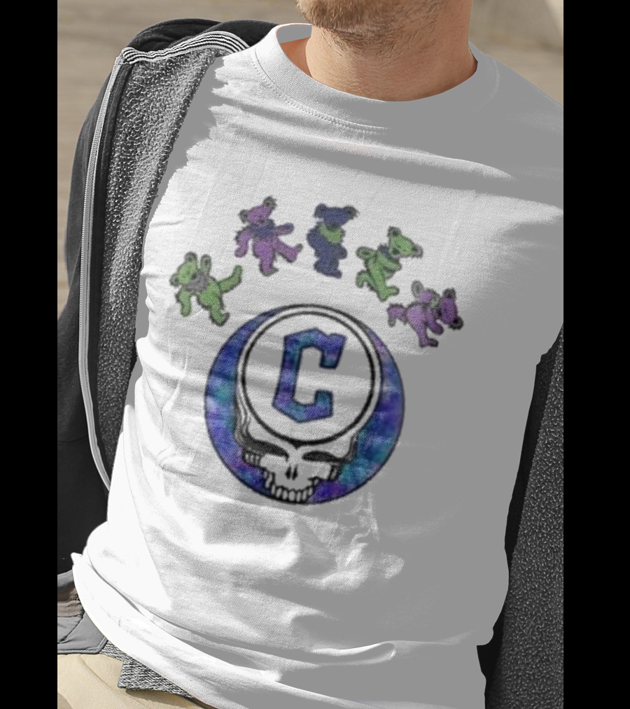 Cleveland Guardians 2025 Skull Grateful Dead Dancing Bears Night Baseball T-Shirt