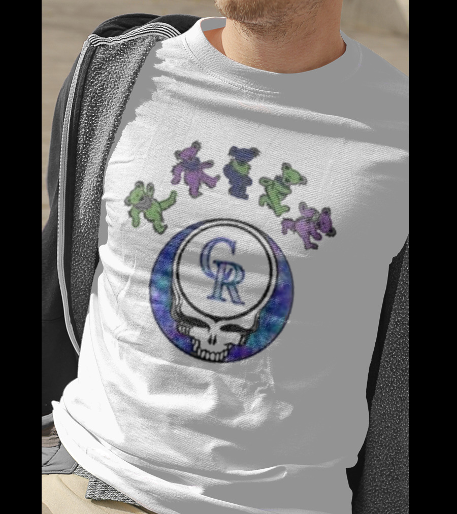 Colorado Rockies 2025 Grateful Dead Night Skull With Dancing Bears Baseball Event T-Shirt