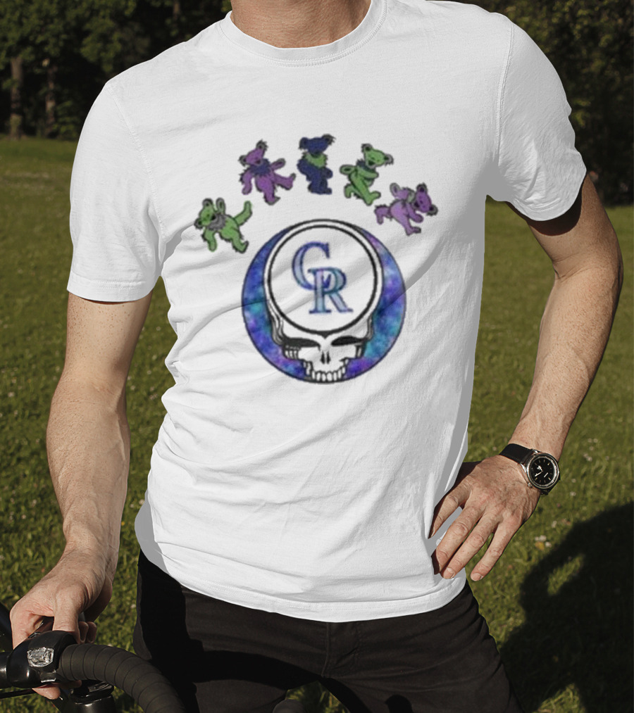 Colorado Rockies 2025 Grateful Dead Night Skull With Dancing Bears Baseball Event T-Shirt