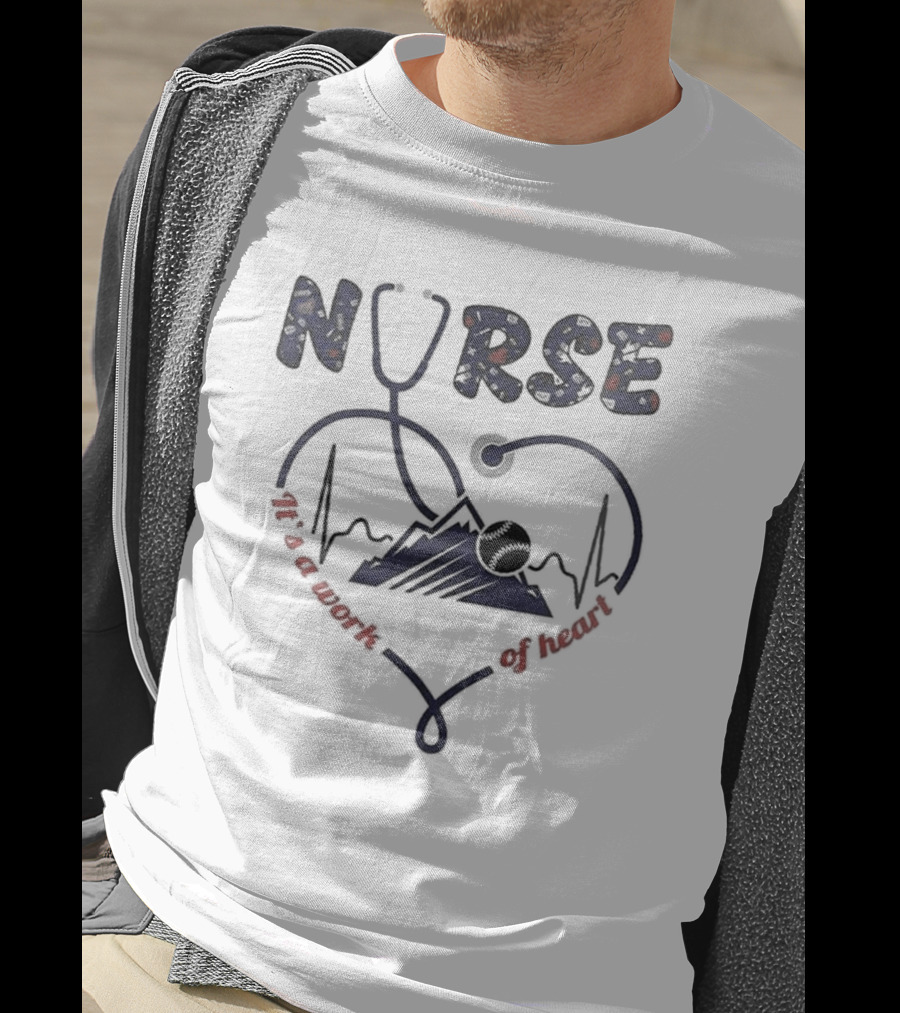 Colorado Rockies Nurses Appreciation Night 2025 Nurse Heartbeat Stethoscope Baseball T-Shirt