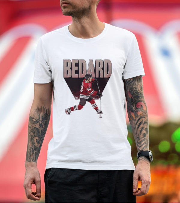 Premium T-Shirt: Connor Bedard Chicago Blackhawks NHL Hockey Number 98 Vintage Style T-Shirt Connor Bedard Chicago Blackhawks NHL Hockey Number 98 Vintage Style T-Shirt
