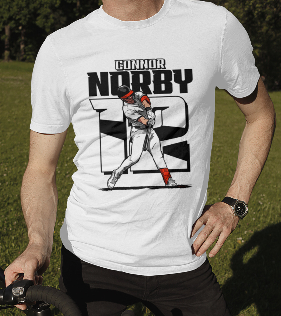 Solid Black Silhouette Baseball Connor Norby #12 Orioles Player T-Shirt