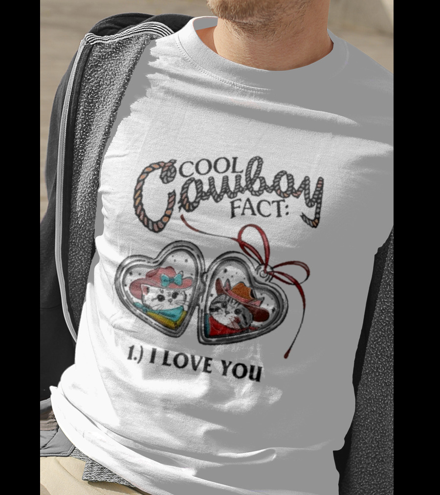 Cool Cowboy Fact 1 I Love You Mustache Hat And Boots T-Shirt