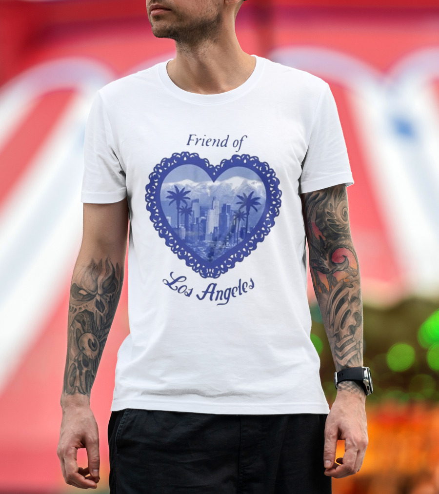 Friend of Los Angeles Crooked Jon Lovett Heart Skyline Palms T-Shirt