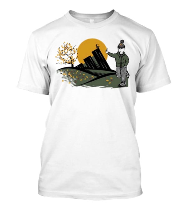 Daft Laddie Autumn Outdoors Skyline With Person Walking T-Shirt