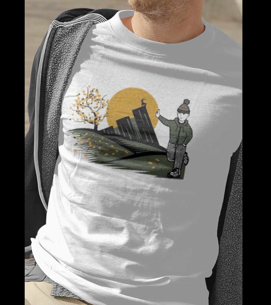 Daft Laddie Autumn Outdoors Skyline With Person Walking T-Shirt