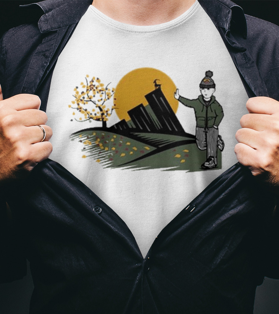 Daft Laddie Autumn Outdoors Skyline With Person Walking T-Shirt