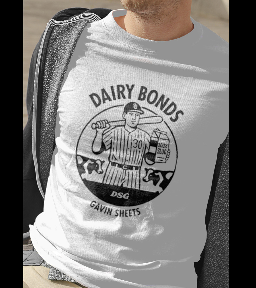 Dairy Bonds Gavin Sheets Baseball Cartoon With Bat And Milk Jug T-Shirt
