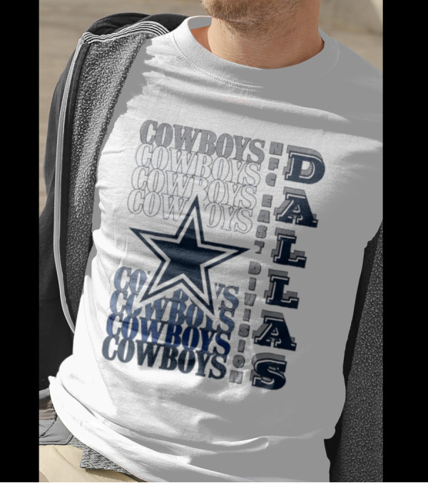 Dallas Cowboys NFC East Division Star Graphics Cowboys Text Pattern T-Shirt