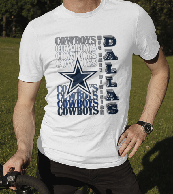 Dallas Cowboys NFC East Division Star Graphics Cowboys Text Pattern T-Shirt