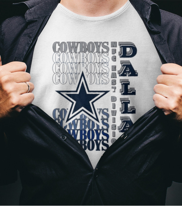 Dallas Cowboys NFC East Division Star Graphics Cowboys Text Pattern T-Shirt