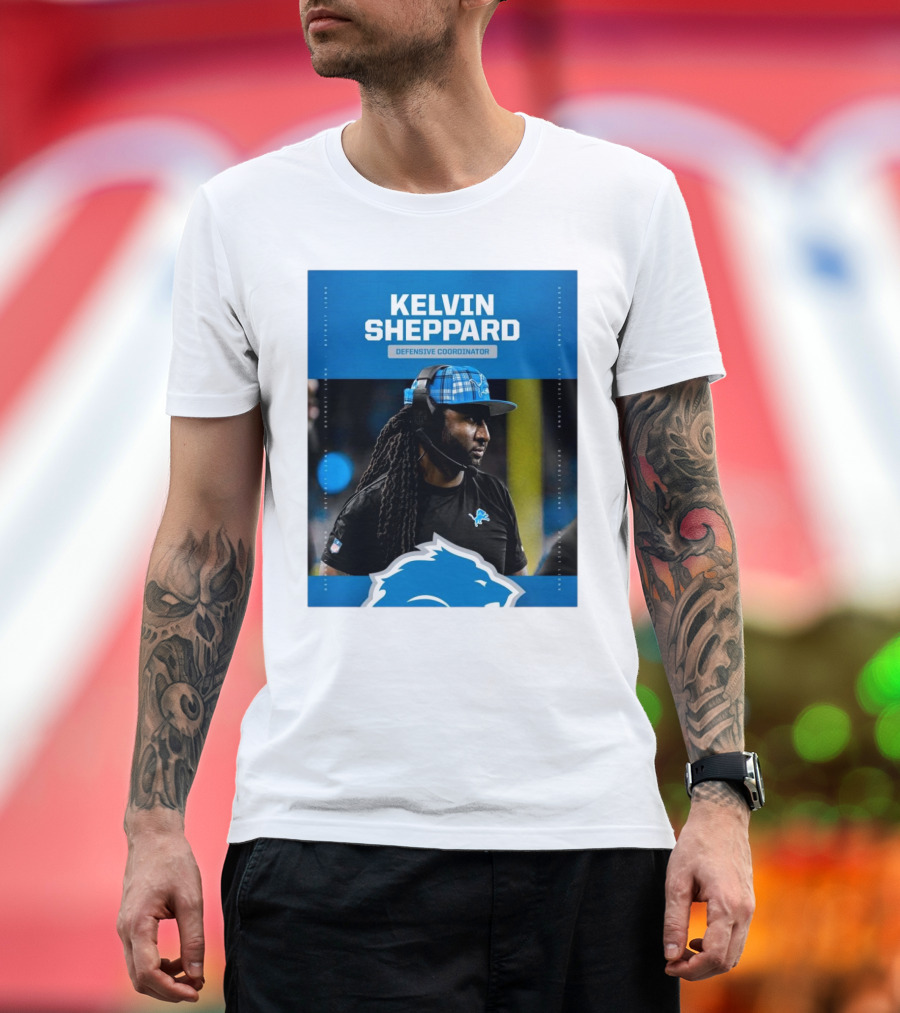 Kelvin Sheppard Detroit Lions Defensive Coordinator Promotion Announcement T-Shirt