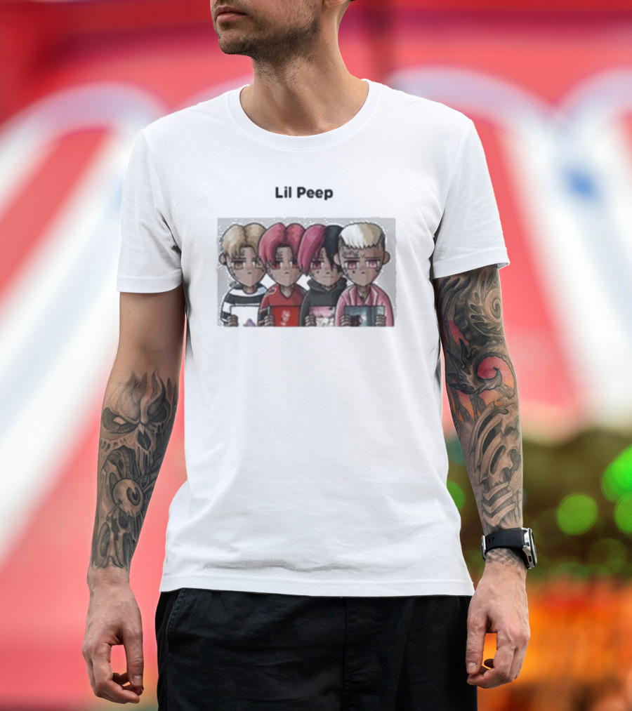 Labeled Cartoon Characters in Different Outfits Lil Peep T-Shirt