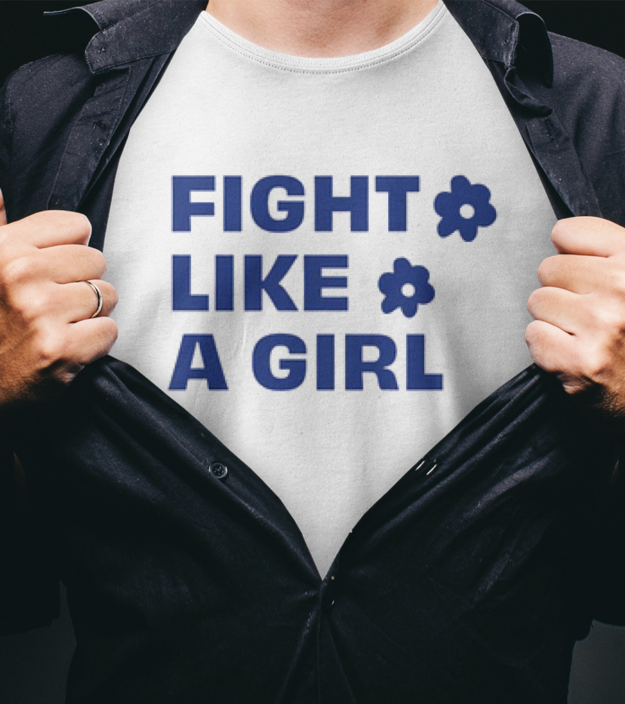 Fight Like A Girl With Flower Symbols T-Shirt