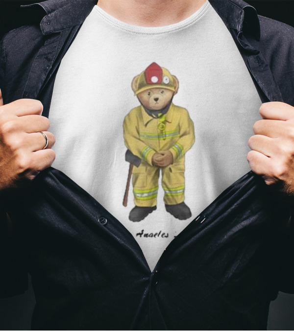 Firefighter Bear Standing In Uniform With Axe T-Shirt