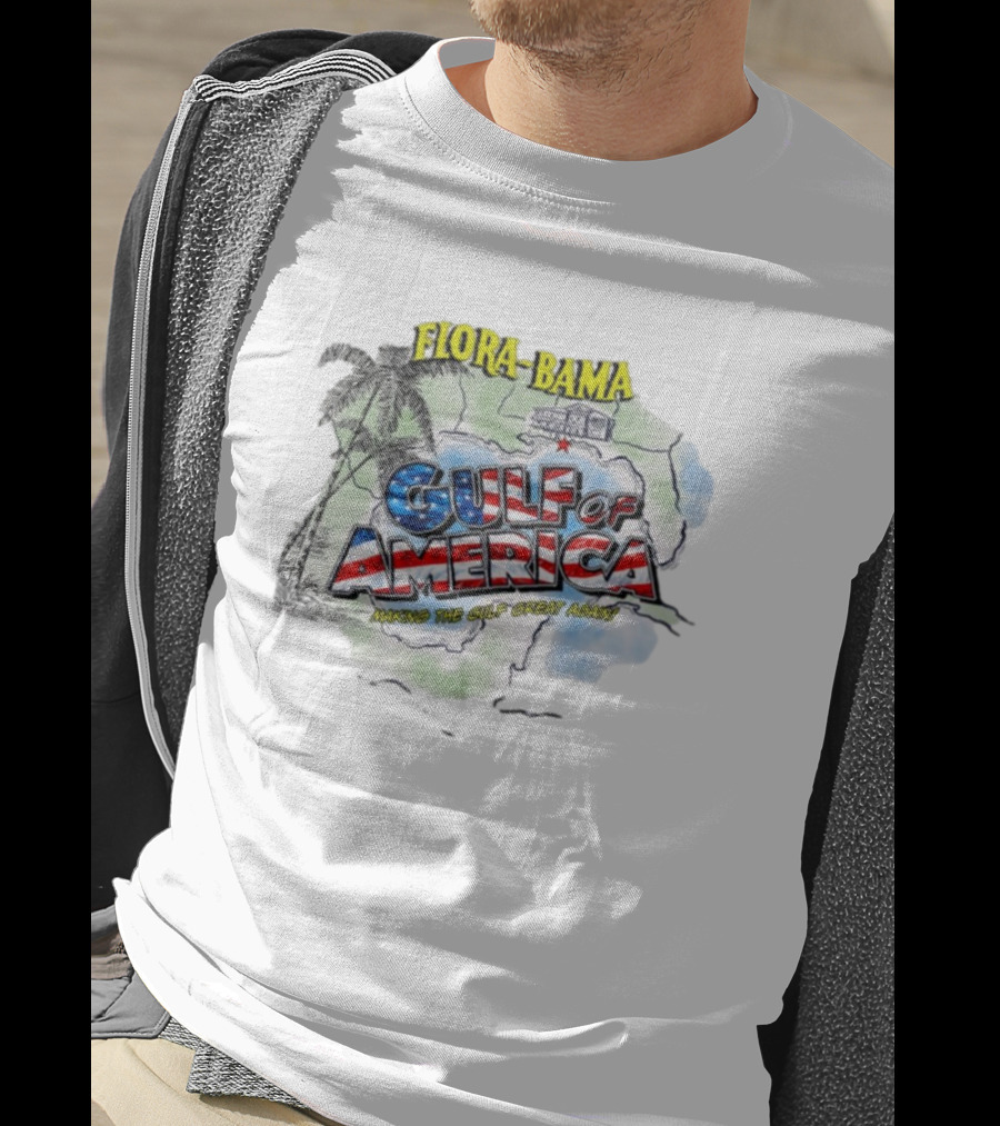 Flora-Bama Gulf Of America Making The Gulf Great Again 2025 Map Palms And House T-Shirt