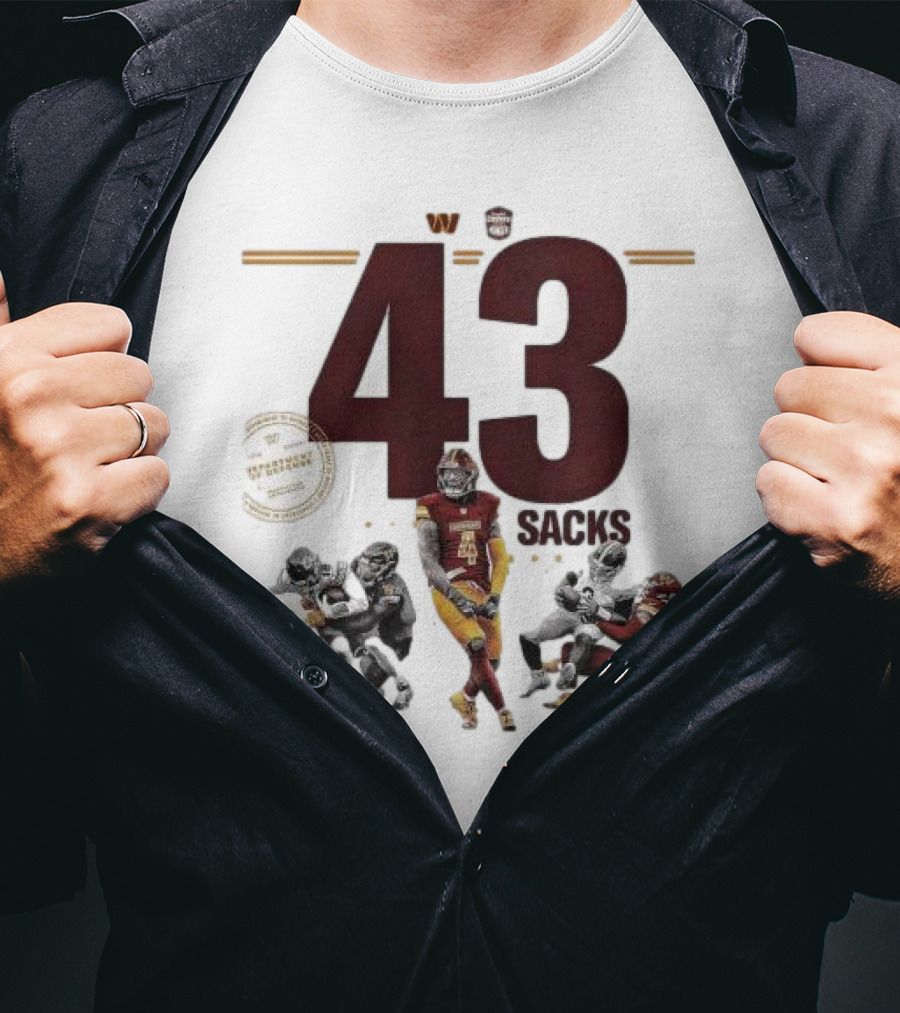 Frankie Luvu 43 Regular Season Sacks Football Action Washington Redskins T-Shirt