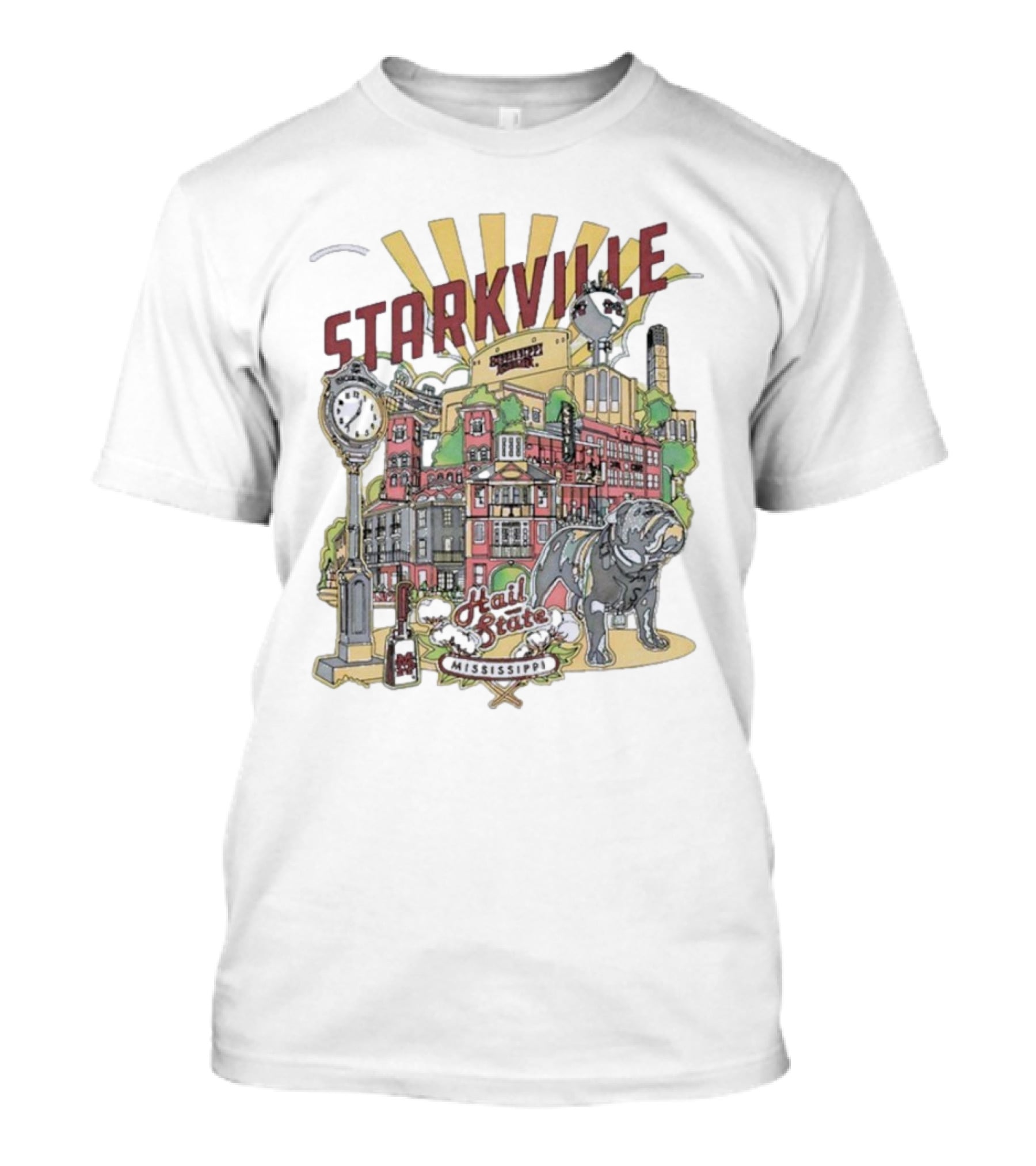 Starkville Mississippi State Hail State Bulldog Tower Vintage Style T-Shirt