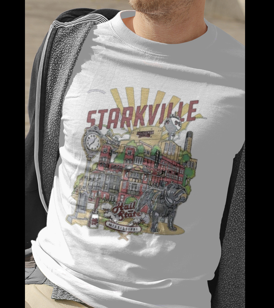 Starkville Mississippi State Hail State Bulldog Tower Vintage Style T-Shirt