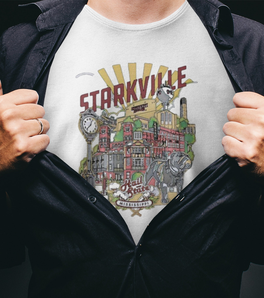 Starkville Mississippi State Hail State Bulldog Tower Vintage Style T-Shirt