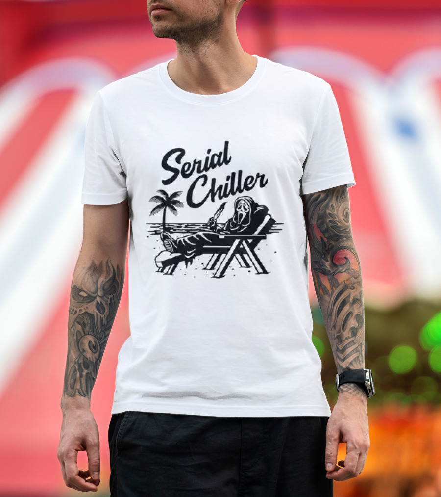 Ghost Face Serial Chiller Retro 80s Horror Theme T-Shirt